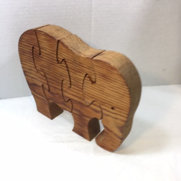 Wooden 4 Piece Elephant Stand Up Handmade Learning Toy Puzzle - Picture 3 of 9